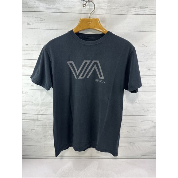 RVCA T-Shirt Mens Size Large Athletic Fit Workout Black Cotton Polyester Blend - Picture 1 of 12